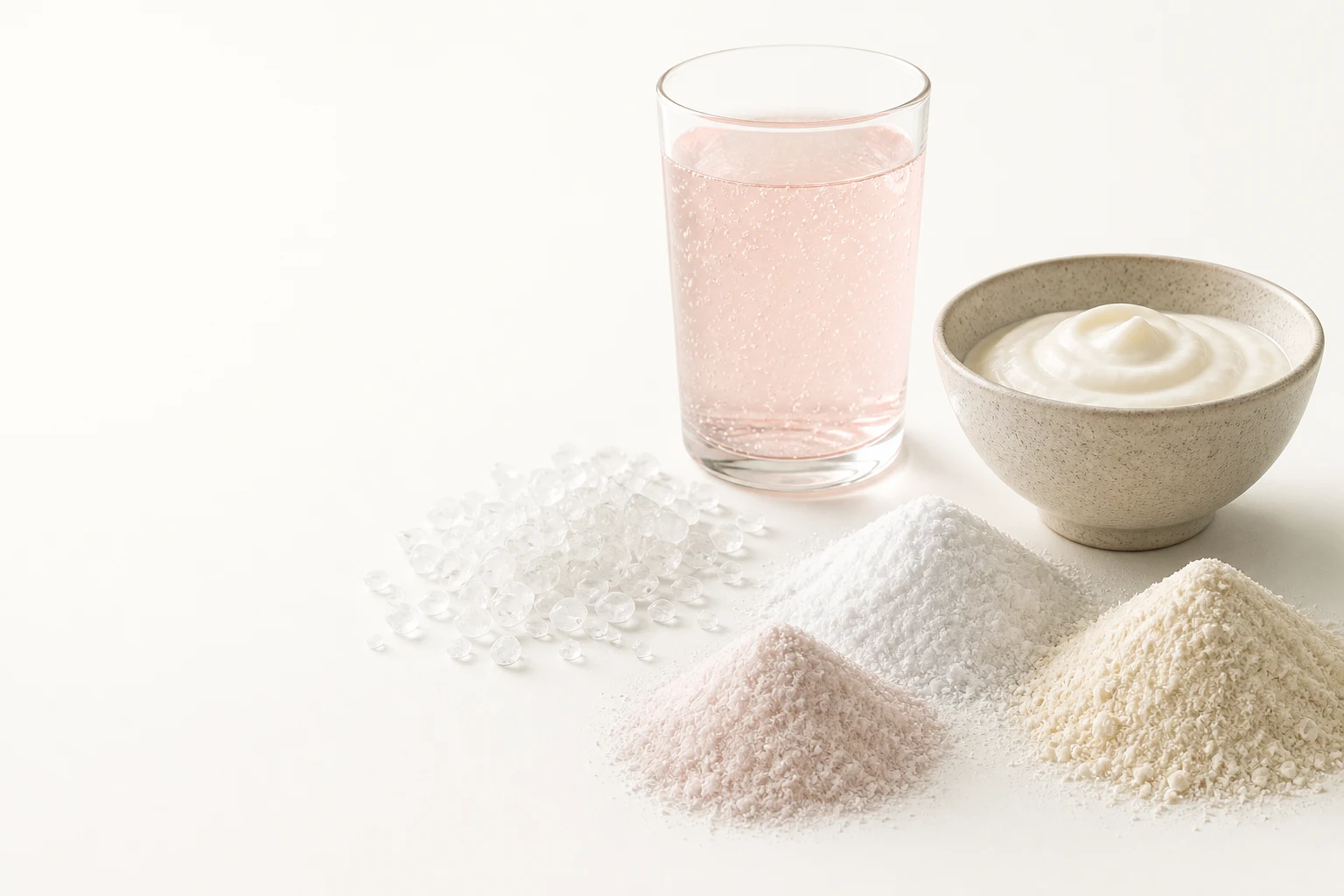Sweetener ingredients with a clear blush beverage and a food application